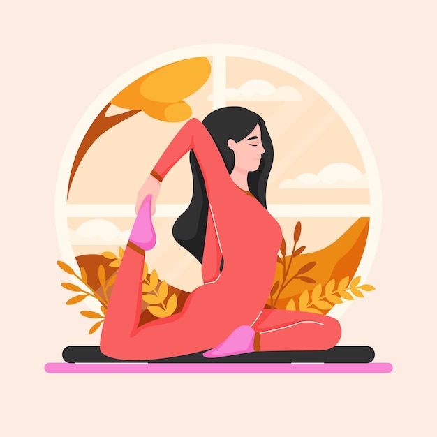 Vector ilustración plana dibujada a mano del día internacional del yoga