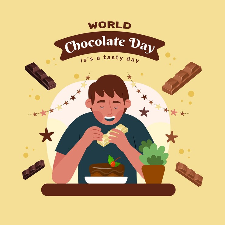 Vector ilustración plana dibujada a mano del día mundial del chocolate