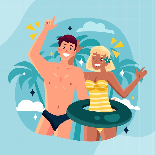 Ilustración plana dibujada a mano de verano
