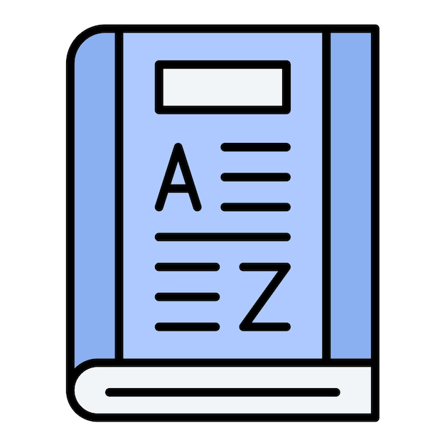 Ilustración plana del diccionario
