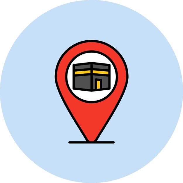 Ilustración plana de la dirección de Qibla