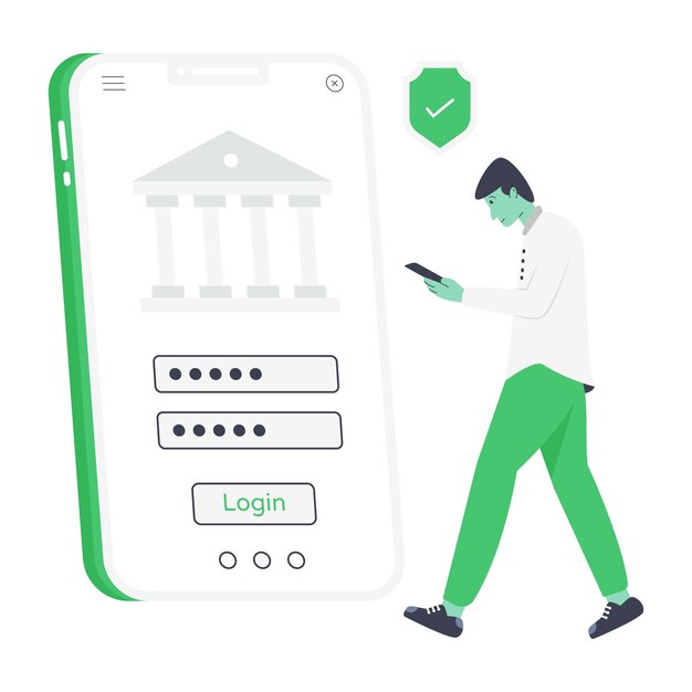 Ilustración plana diseñada creativamente de banca segura