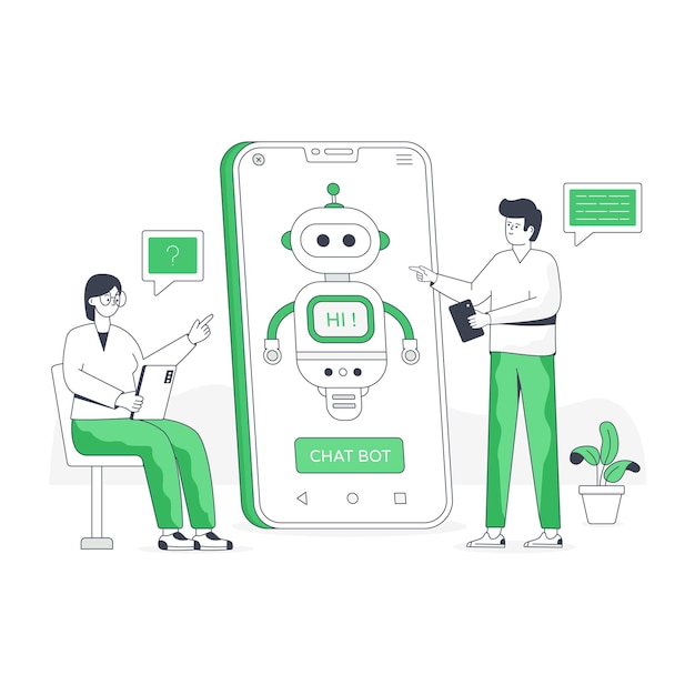 Ilustración plana diseñada creativamente de chat automático