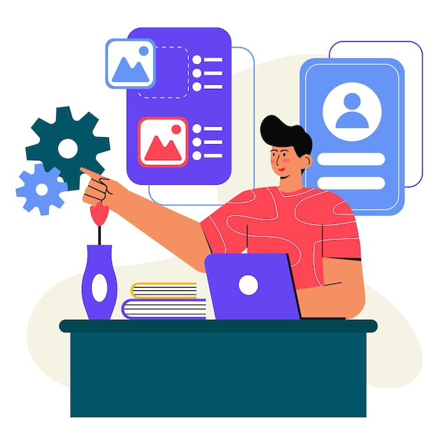 Ilustración plana del diseñador UIUX