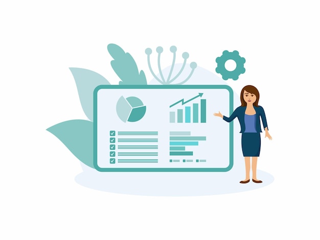 Ilustración plana de diseño de desarrollo y mejora de negocios de evaluación comparativa