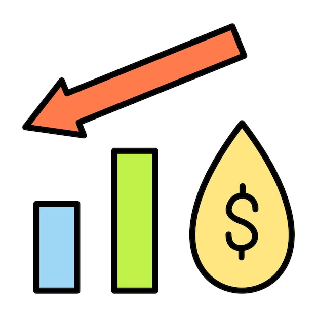 Vector ilustración plana de disminución del precio del petróleo