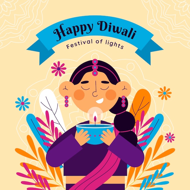 Vector ilustración plana de diwali