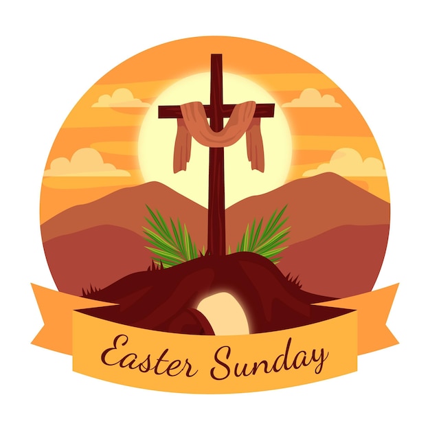 Vector ilustración plana de domingo de pascua