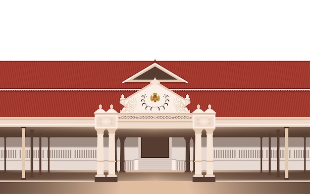 Vector ilustración plana del edificio del sultanato de yogyakarta en indonesia