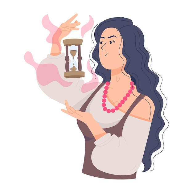 Vector ilustración plana editable de reloj de arena mágico