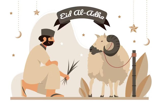 Ilustración plana de Eid Al Adha