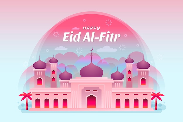 Ilustración plana de eid al-fitr