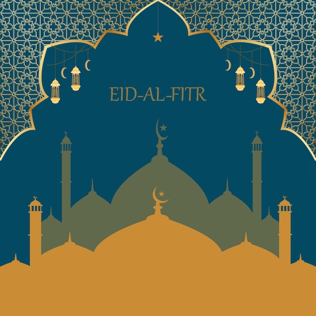 Ilustración plana de eid alfitr
