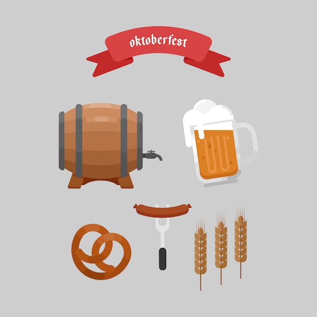 Vector ilustración plana de elementos de oktoberfest