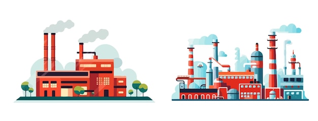 Ilustración plana de elementos vectoriales de la fábrica