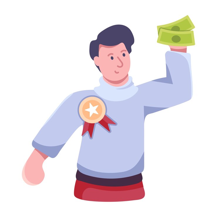 Vector una ilustración plana del empleado ganador.