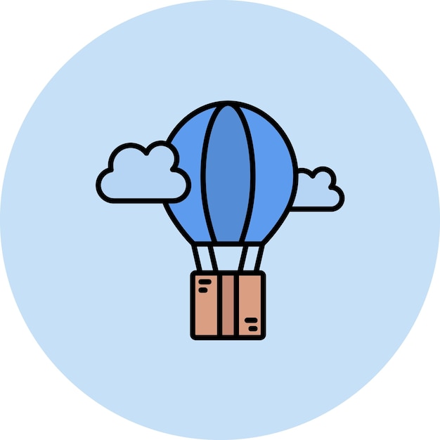 Ilustración plana de entrega en globo aerostático