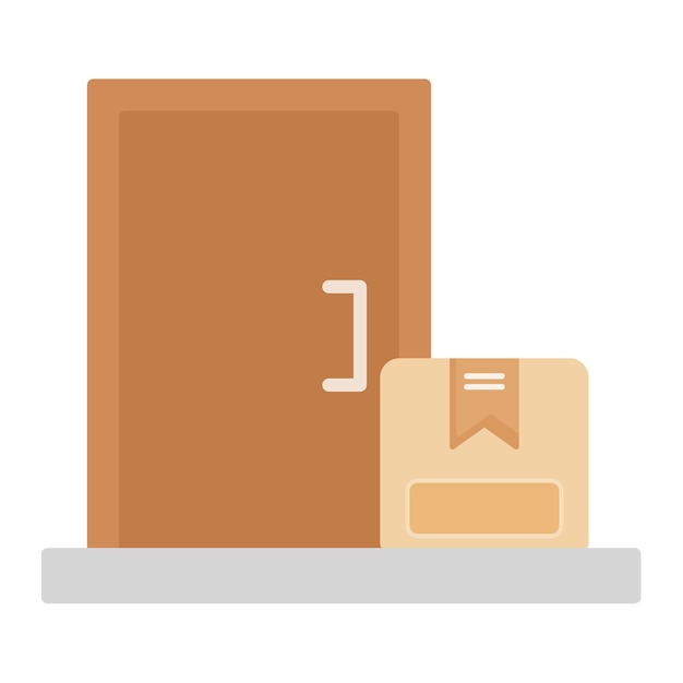 Ilustración plana de la entrega en la puerta
