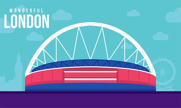 Ilustración plana del estadio de wembley