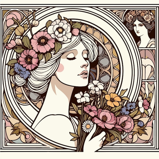 Ilustración plana de estilo Art Nouveau