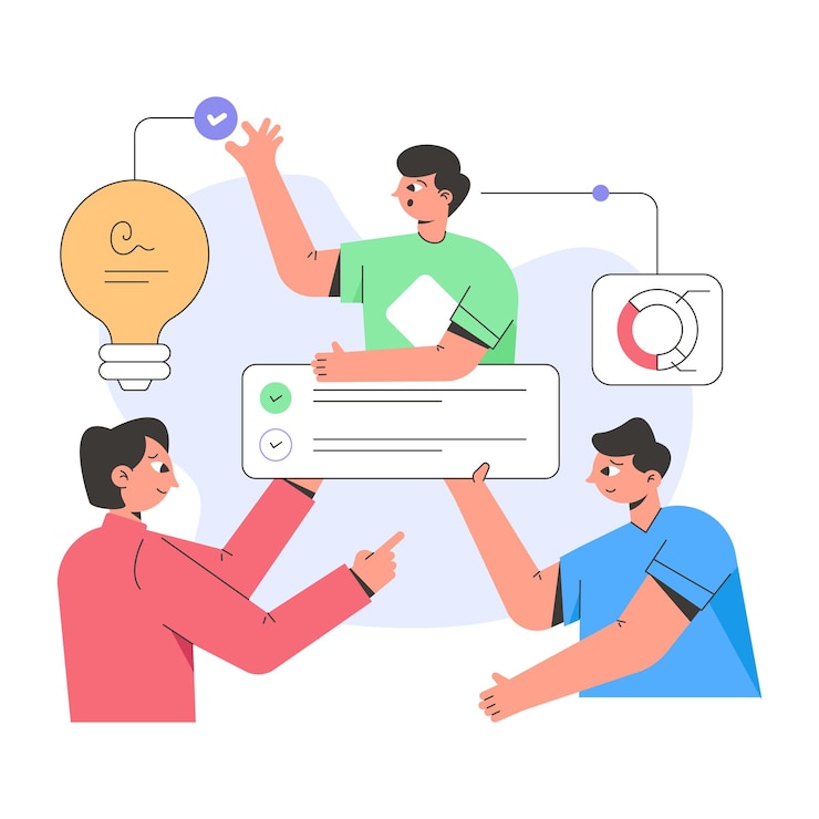 Vector una ilustración plana de la estrategia empresarial.