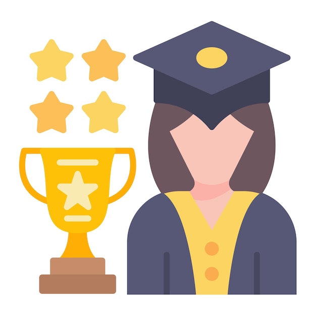 Ilustración plana del estudiante de honores