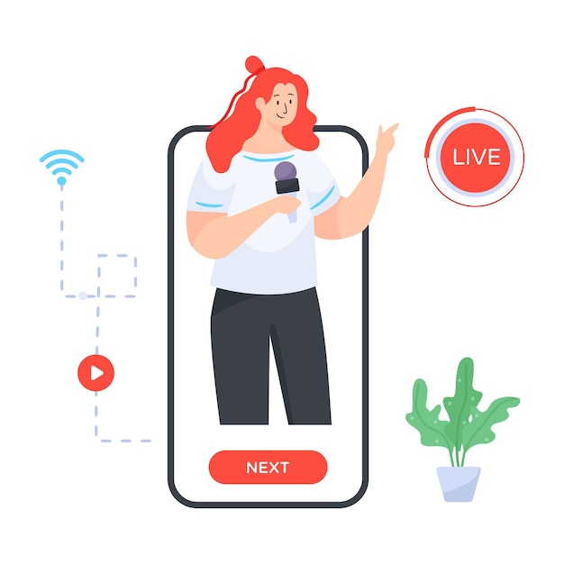 Una ilustración plana de evento virtual.