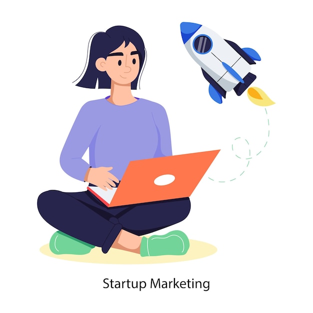 Ilustración plana fácil de editar del marketing de inicio