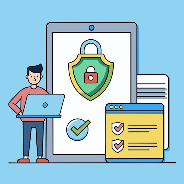 Ilustración plana fácil de usar de la seguridad de la aplicación