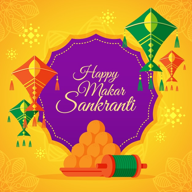 Vector ilustración plana feliz makar sankranti