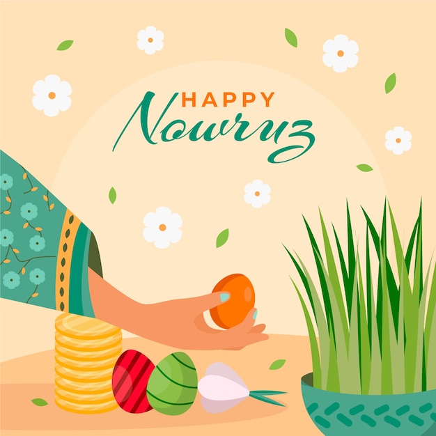 Vector ilustración plana feliz nowruz