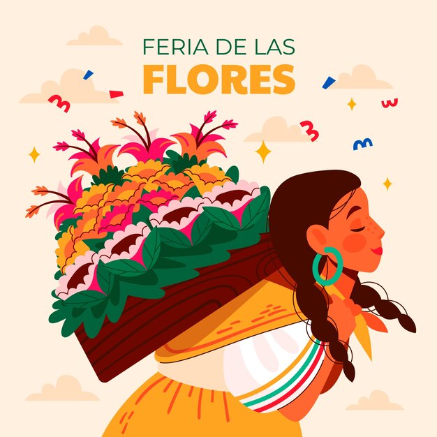 Ilustración plana feria de las flores