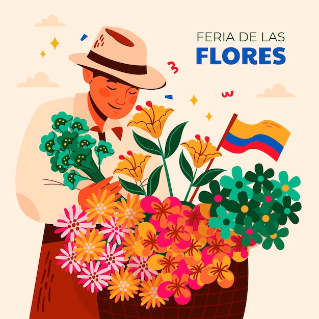 Vector ilustración plana feria de las flores