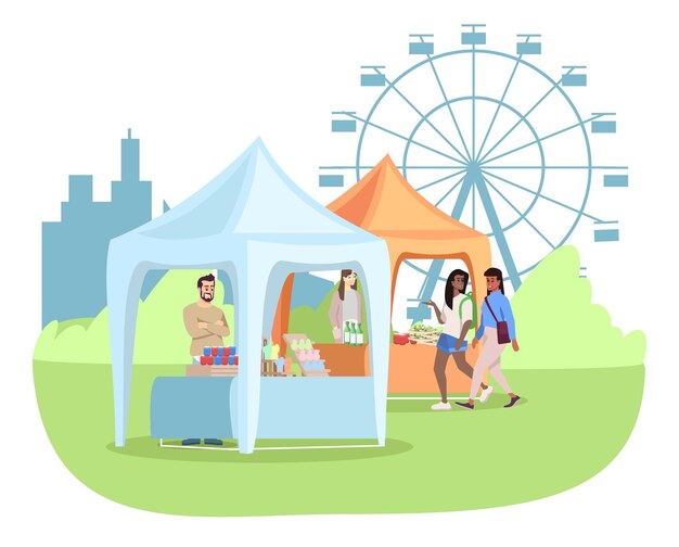 Ilustración plana de feria de verano