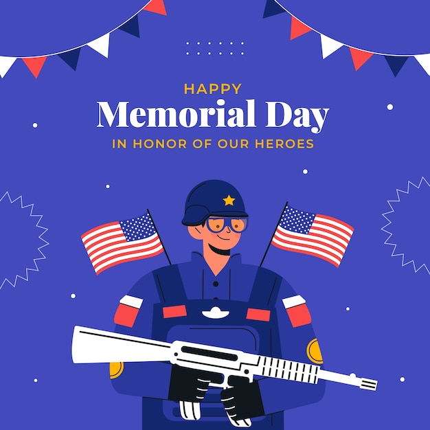 Vector ilustración plana para el feriado americano del día del memorial