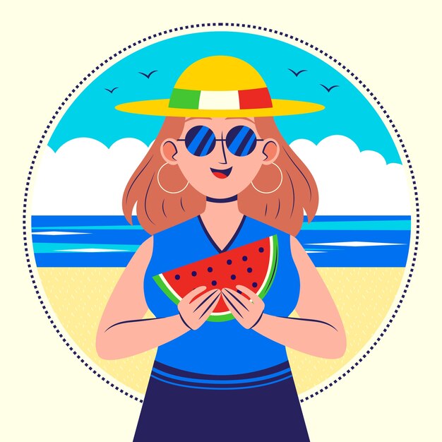 Ilustración plana ferragosto