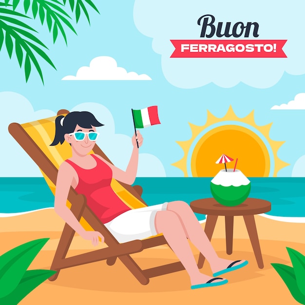 Ilustración plana ferragosto