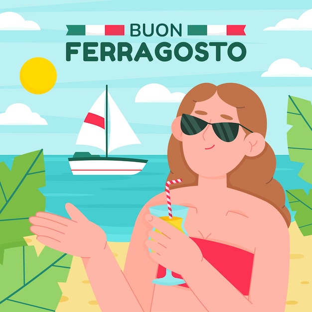 Vector ilustración plana ferragosto