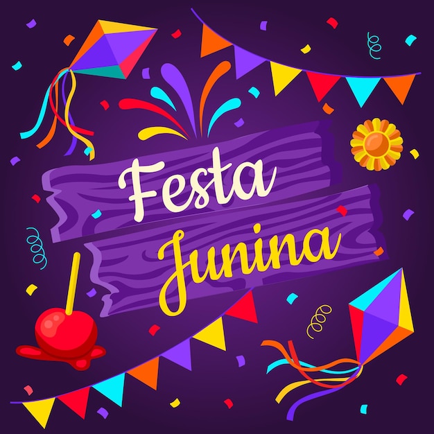 Ilustración plana de festa junina