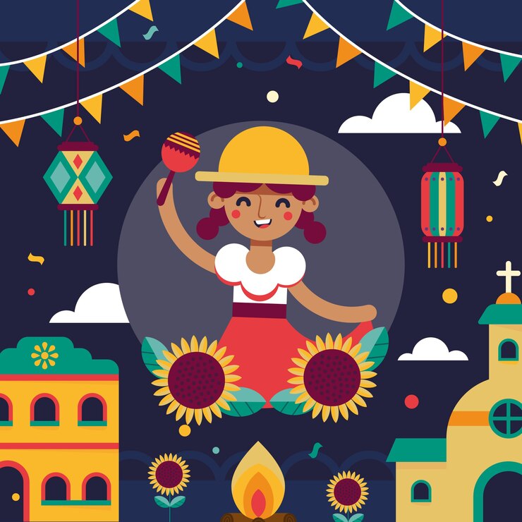 Vector ilustración plana de festas juninas