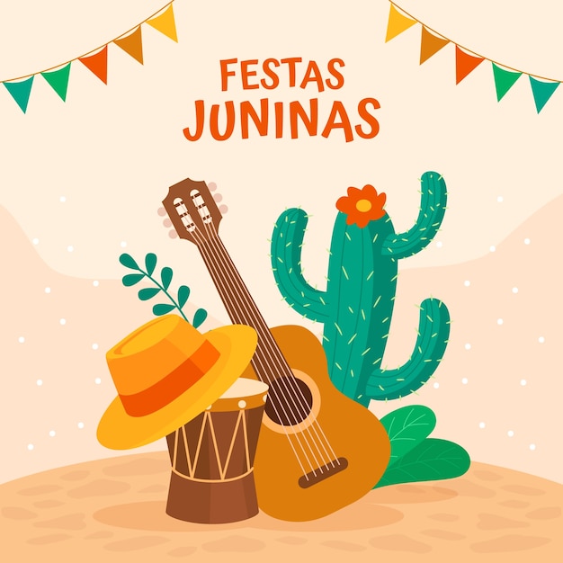 Ilustración plana de festas juninas