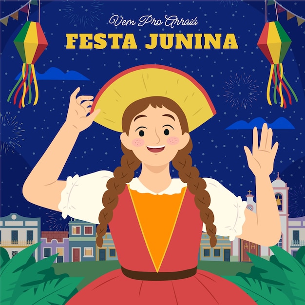 Vector ilustración plana de festas juninas