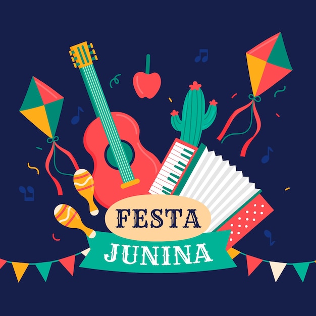Vector ilustración plana de festas juninas
