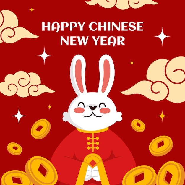 Ilustración plana para el festival del año nuevo chino