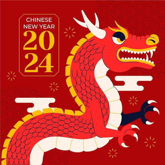 Ilustración plana para el festival del año nuevo chino