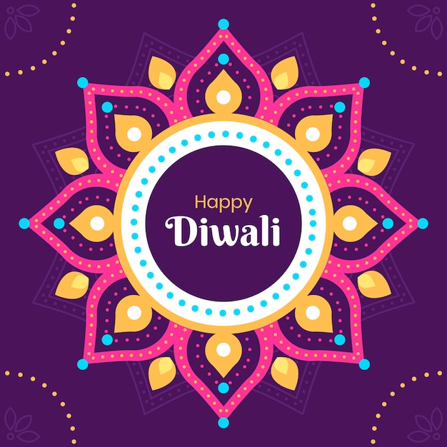 Ilustración plana del festival de diwali