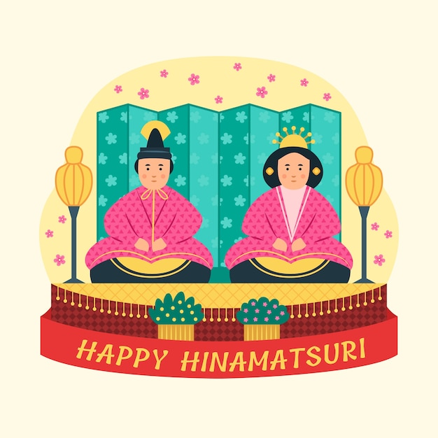 Ilustración plana del festival hinamatsuri