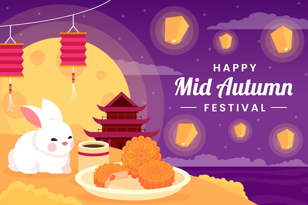 Vector ilustración plana del festival del medio otoño