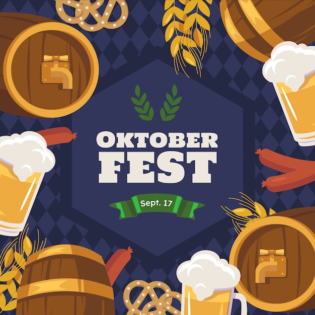 Ilustración plana para el festival de oktoberfest