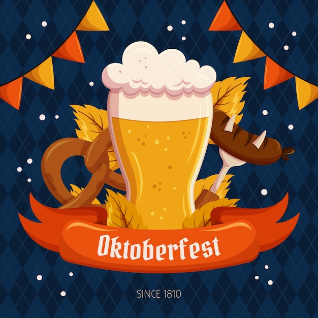 Ilustración plana para el festival de oktoberfest